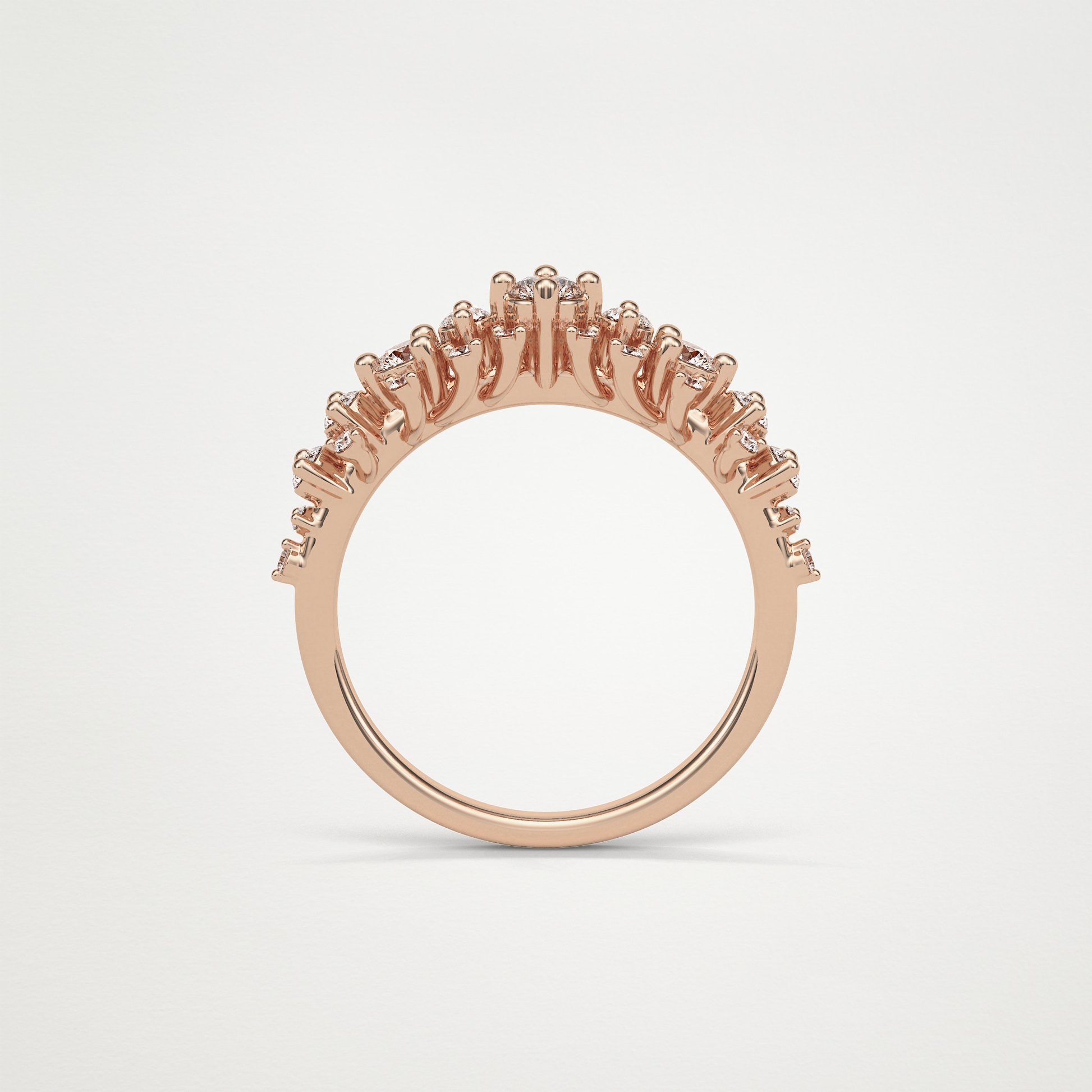 0.64 TCW Round Cluster Half Eternity Wedding Band – Solid Gold Elegant and Timeless Design
