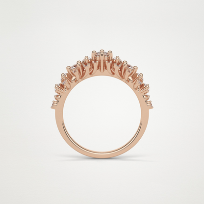 0.64 TCW Round Cluster Half Eternity Wedding Band – Solid Gold Elegant and Timeless Design