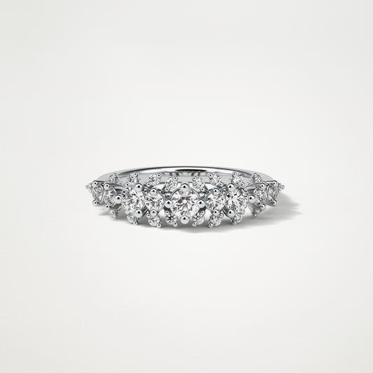 0.64 TCW Round Cluster Half Eternity Wedding Band – Solid Gold Elegant and Timeless Design