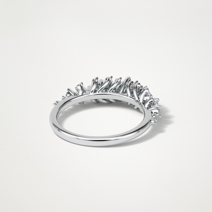 0.64 TCW Round Cluster Half Eternity Wedding Band – Solid Gold Elegant and Timeless Design