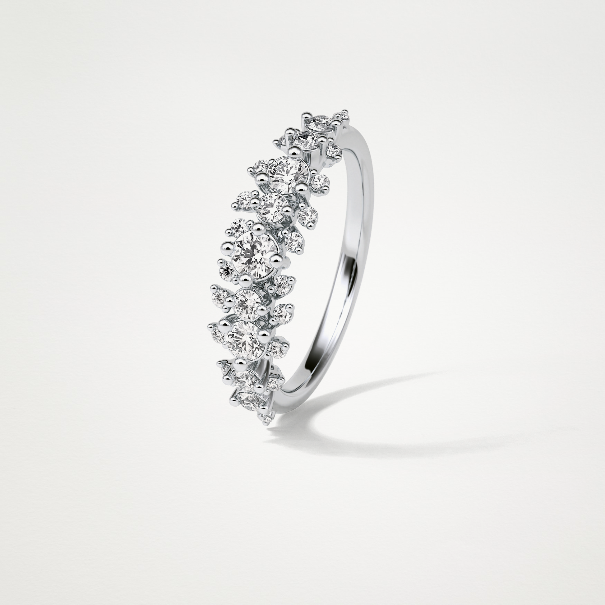 0.64 TCW Round Cluster Half Eternity Wedding Band – Solid Gold Elegant and Timeless Design