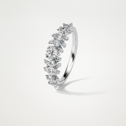 0.64 TCW Round Cluster Half Eternity Wedding Band – Solid Gold Elegant and Timeless Design