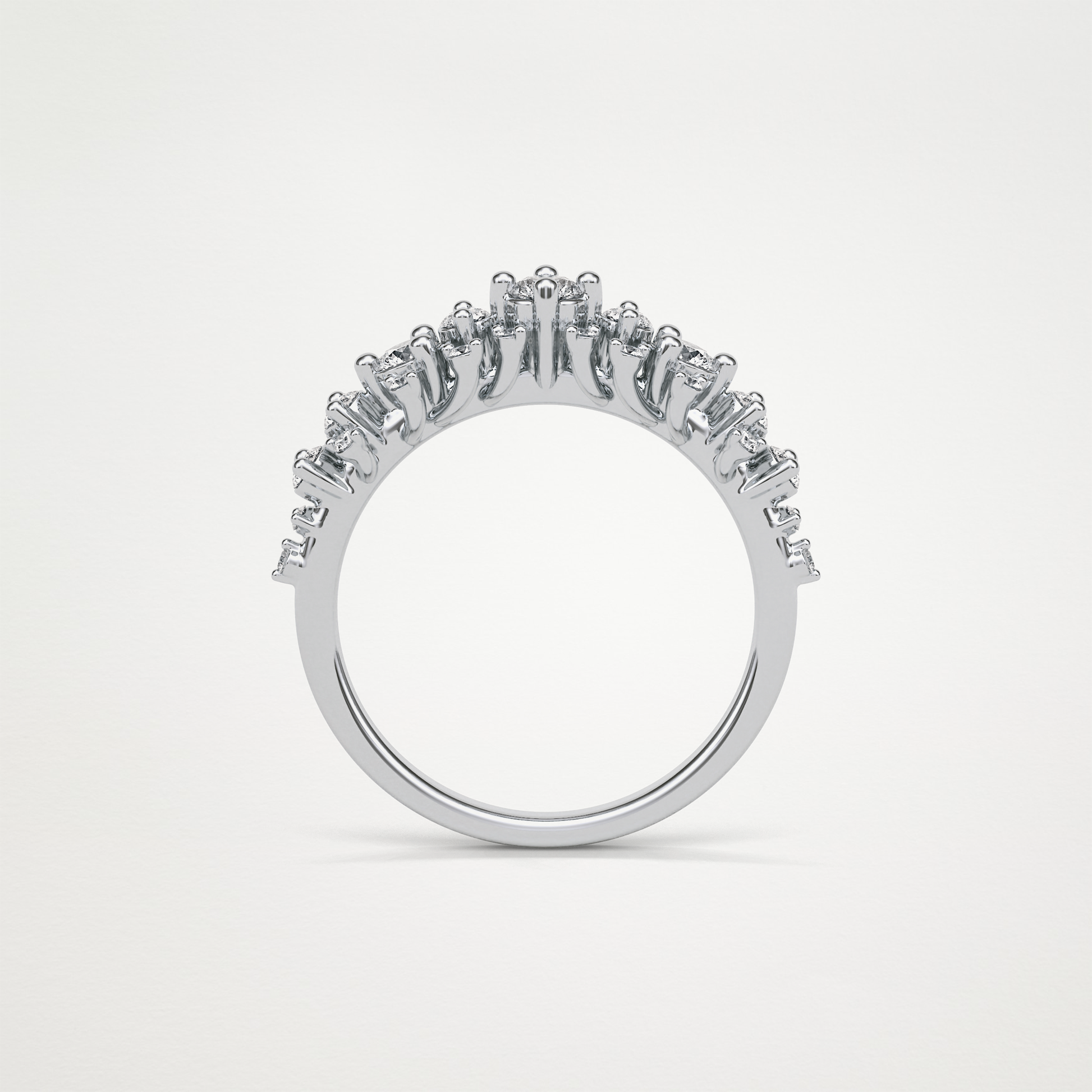 0.64 TCW Round Cluster Half Eternity Wedding Band – Solid Gold Elegant and Timeless Design