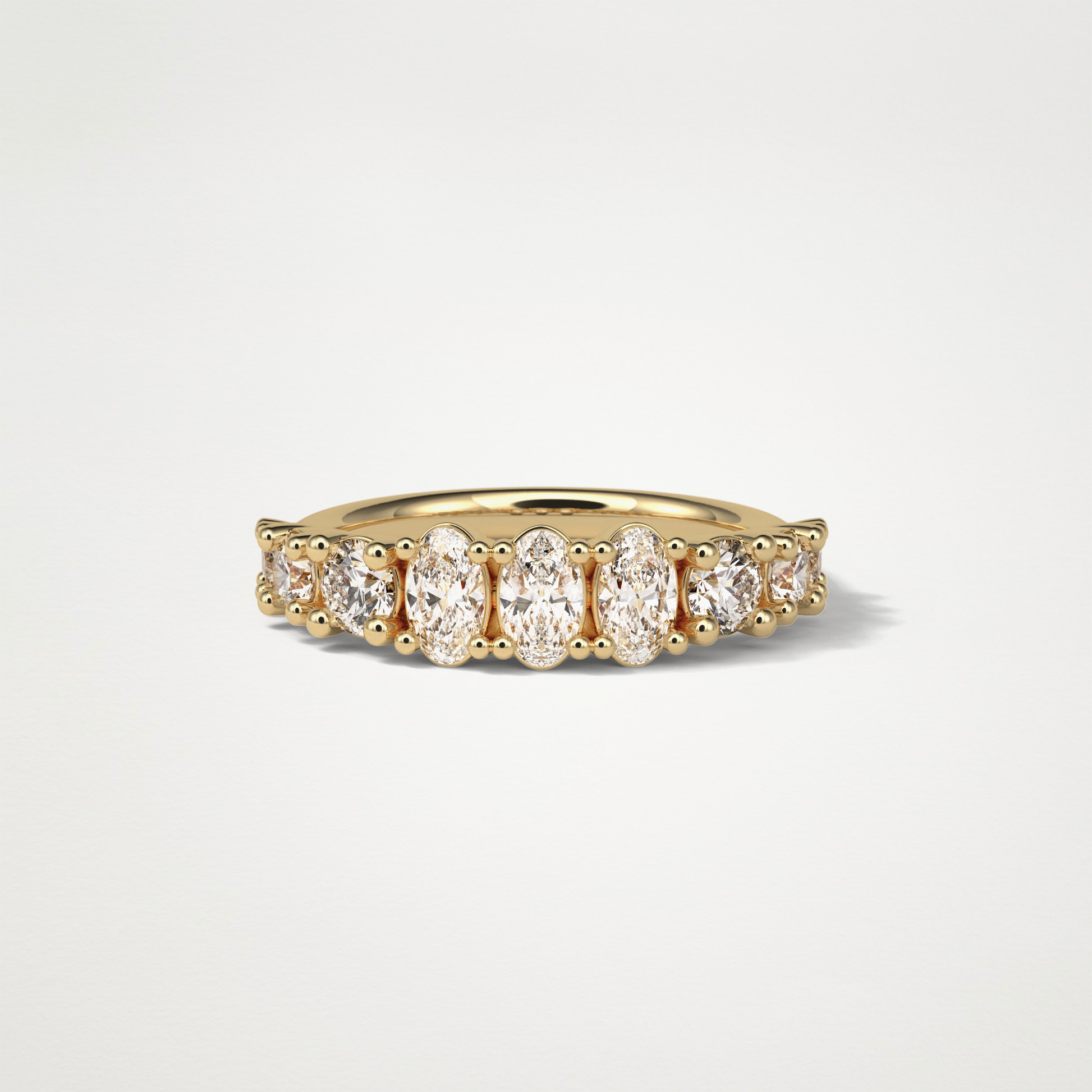 1.2 TCW Oval and Round Half Eternity Wedding Band – Solid Gold Elegant and Timeless Design