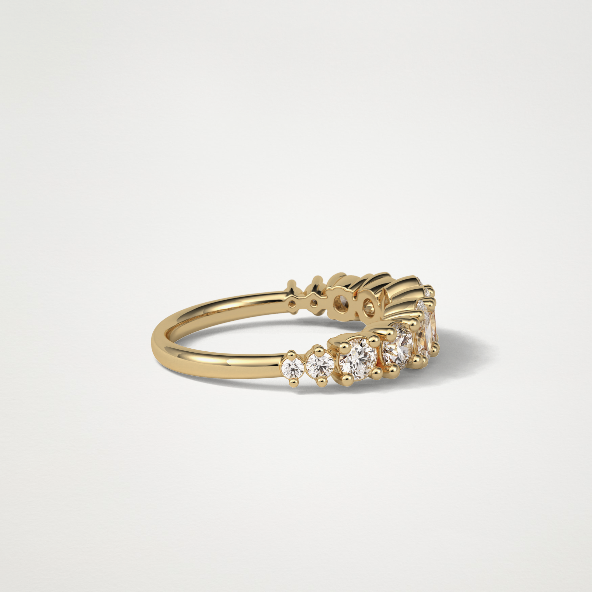 1.2 TCW Oval and Round Half Eternity Wedding Band – Solid Gold Elegant and Timeless Design