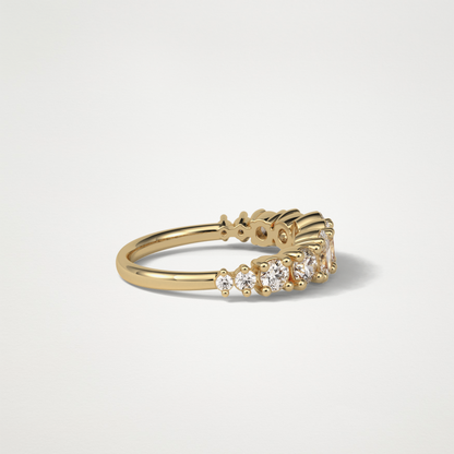 1.2 TCW Oval and Round Half Eternity Wedding Band – Solid Gold Elegant and Timeless Design