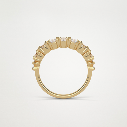 1.2 TCW Oval and Round Half Eternity Wedding Band – Solid Gold Elegant and Timeless Design