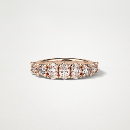 1.2 TCW Oval and Round Half Eternity Wedding Band – Solid Gold Elegant and Timeless Design