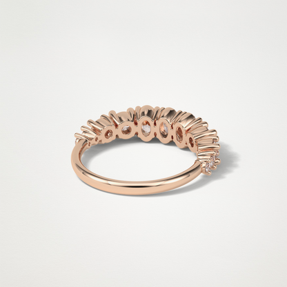 1.2 TCW Oval and Round Half Eternity Wedding Band – Solid Gold Elegant and Timeless Design