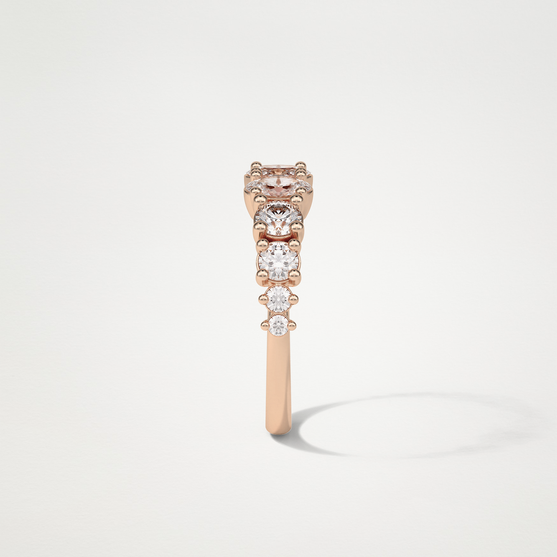 1.2 TCW Oval and Round Half Eternity Wedding Band – Solid Gold Elegant and Timeless Design