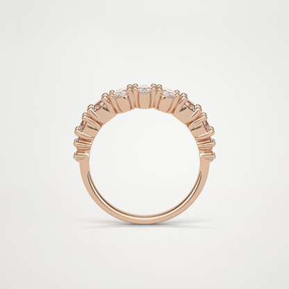 1.2 TCW Oval and Round Half Eternity Wedding Band – Solid Gold Elegant and Timeless Design