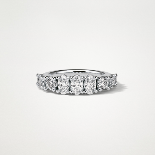 1.2 TCW Oval and Round Half Eternity Wedding Band – Solid Gold Elegant and Timeless Design