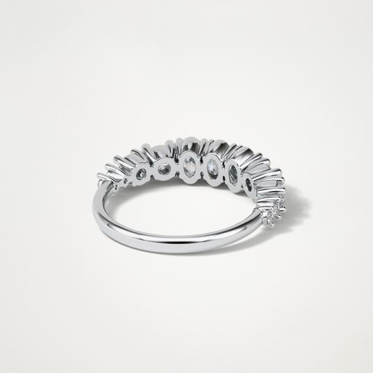 1.2 TCW Oval and Round Half Eternity Wedding Band – Solid Gold Elegant and Timeless Design