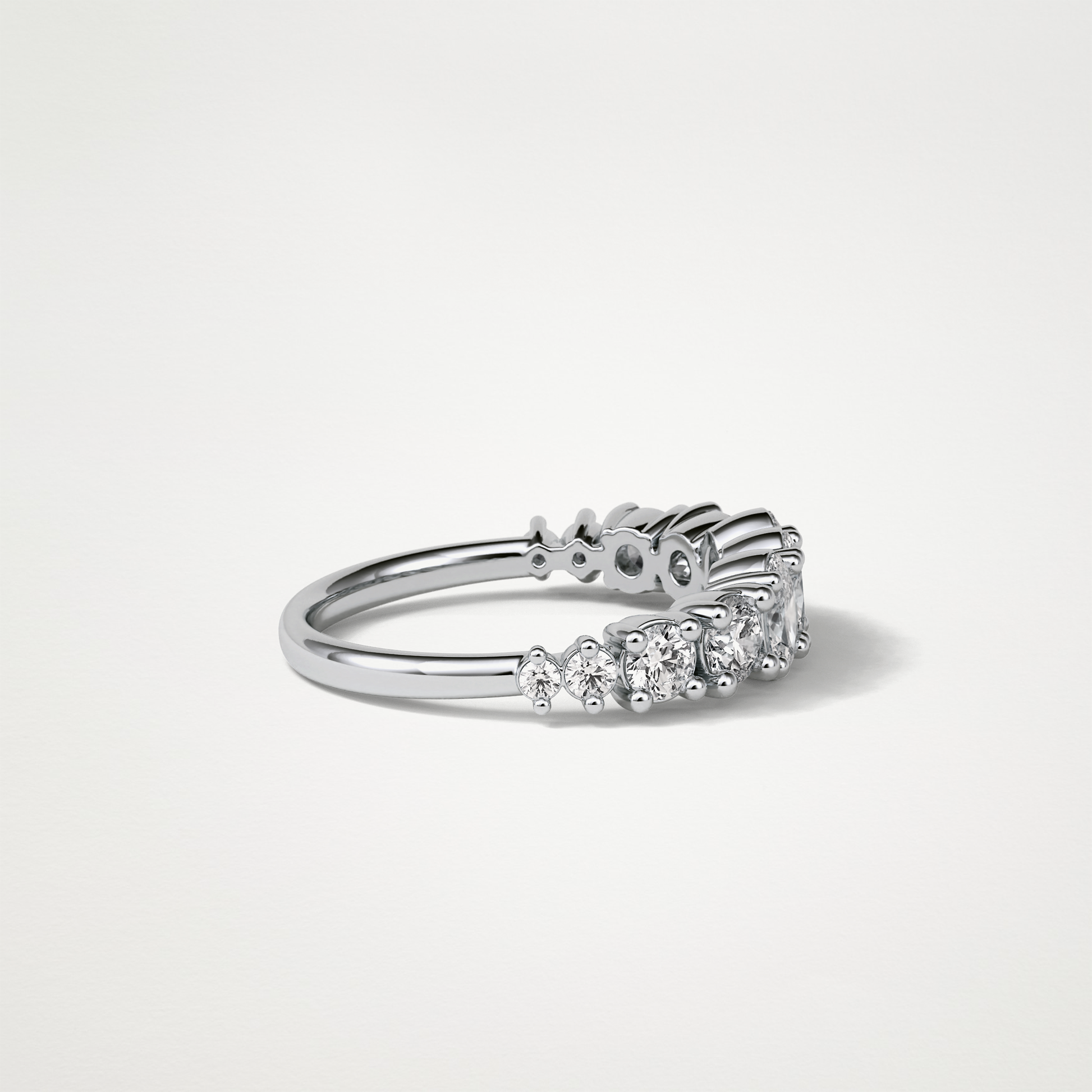 1.2 TCW Oval and Round Half Eternity Wedding Band – Solid Gold Elegant and Timeless Design