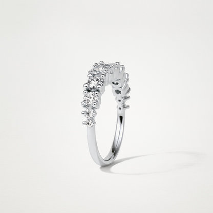 1.2 TCW Oval and Round Half Eternity Wedding Band – Solid Gold Elegant and Timeless Design
