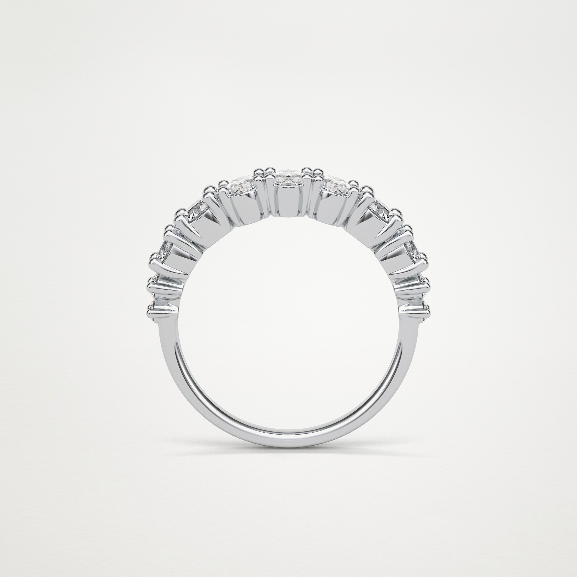 1.2 TCW Oval and Round Half Eternity Wedding Band – Solid Gold Elegant and Timeless Design