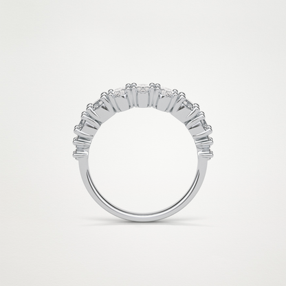 1.2 TCW Oval and Round Half Eternity Wedding Band – Solid Gold Elegant and Timeless Design