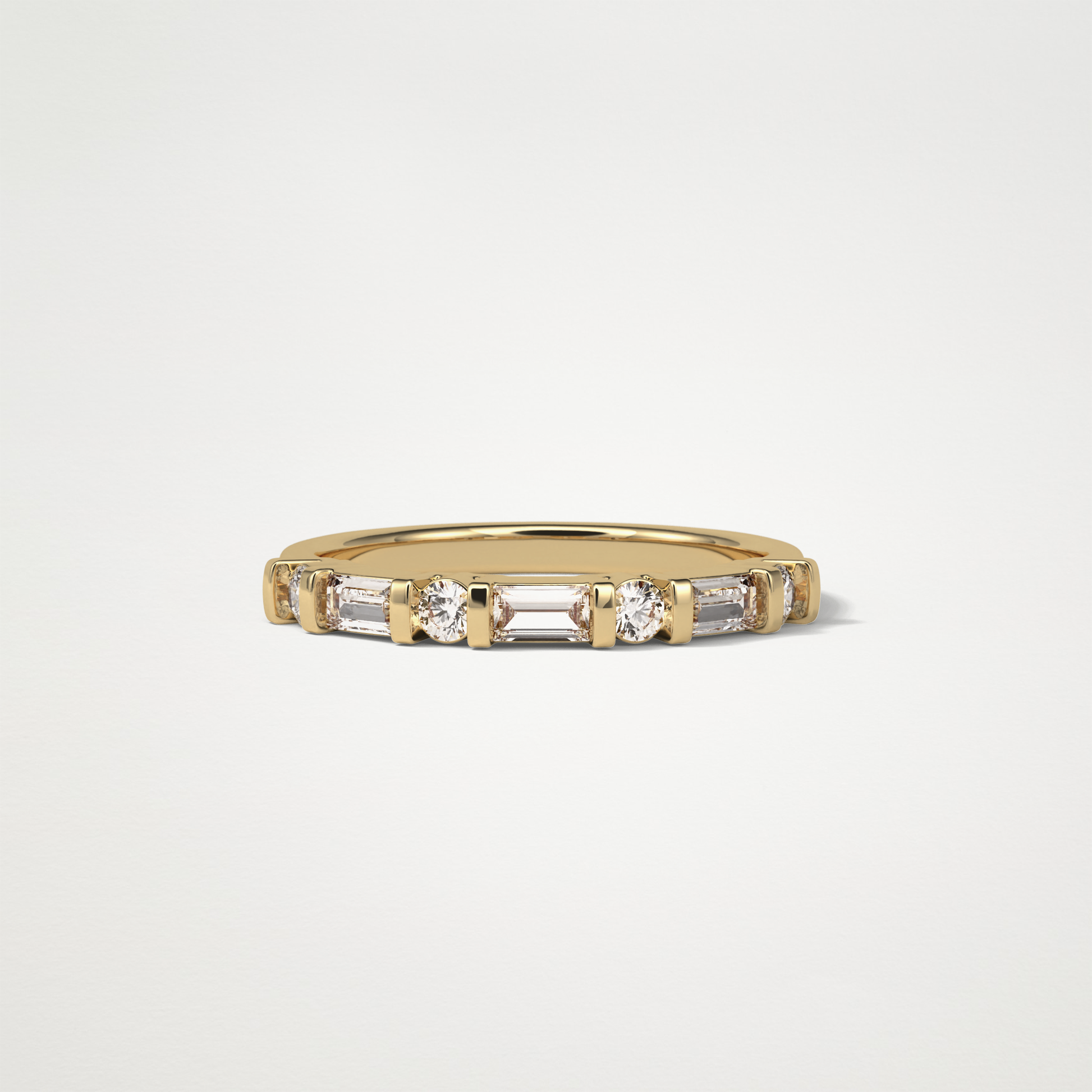 0.42 TCW  Baguette and Round Half Eternity Wedding Band – Solid Gold Elegant and Timeless Design