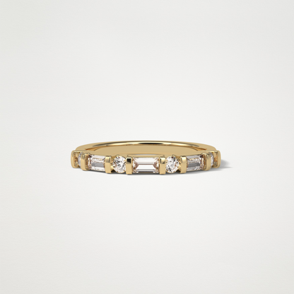 0.42 TCW  Baguette and Round Half Eternity Wedding Band – Solid Gold Elegant and Timeless Design