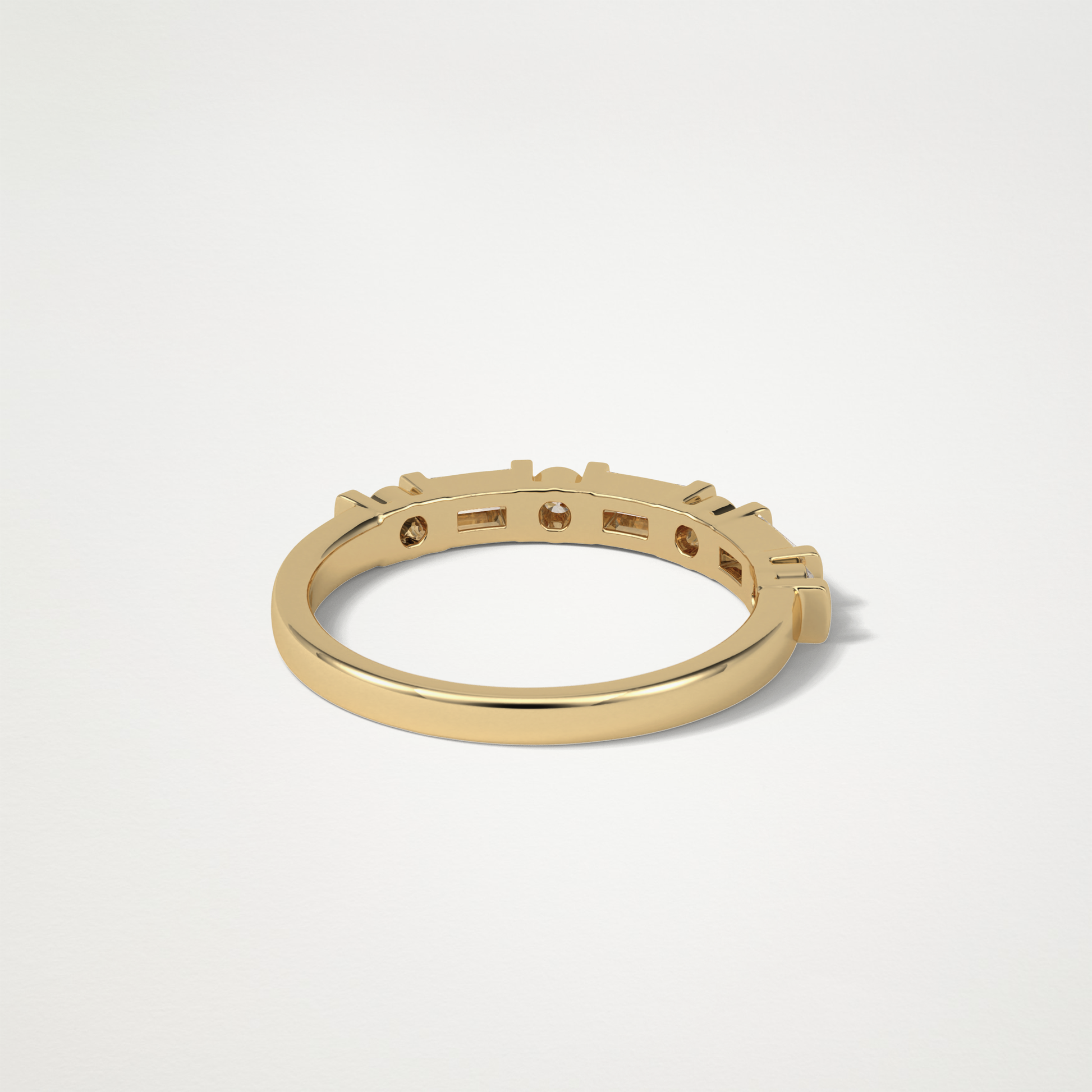0.42 TCW  Baguette and Round Half Eternity Wedding Band – Solid Gold Elegant and Timeless Design