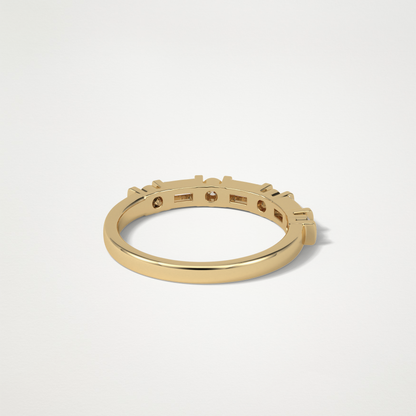 0.42 TCW  Baguette and Round Half Eternity Wedding Band – Solid Gold Elegant and Timeless Design