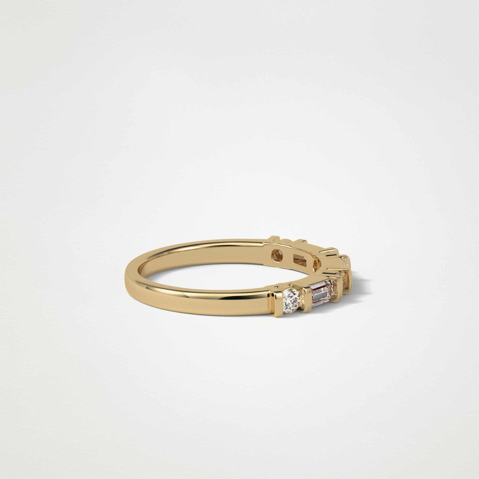 0.42 TCW  Baguette and Round Half Eternity Wedding Band – Solid Gold Elegant and Timeless Design