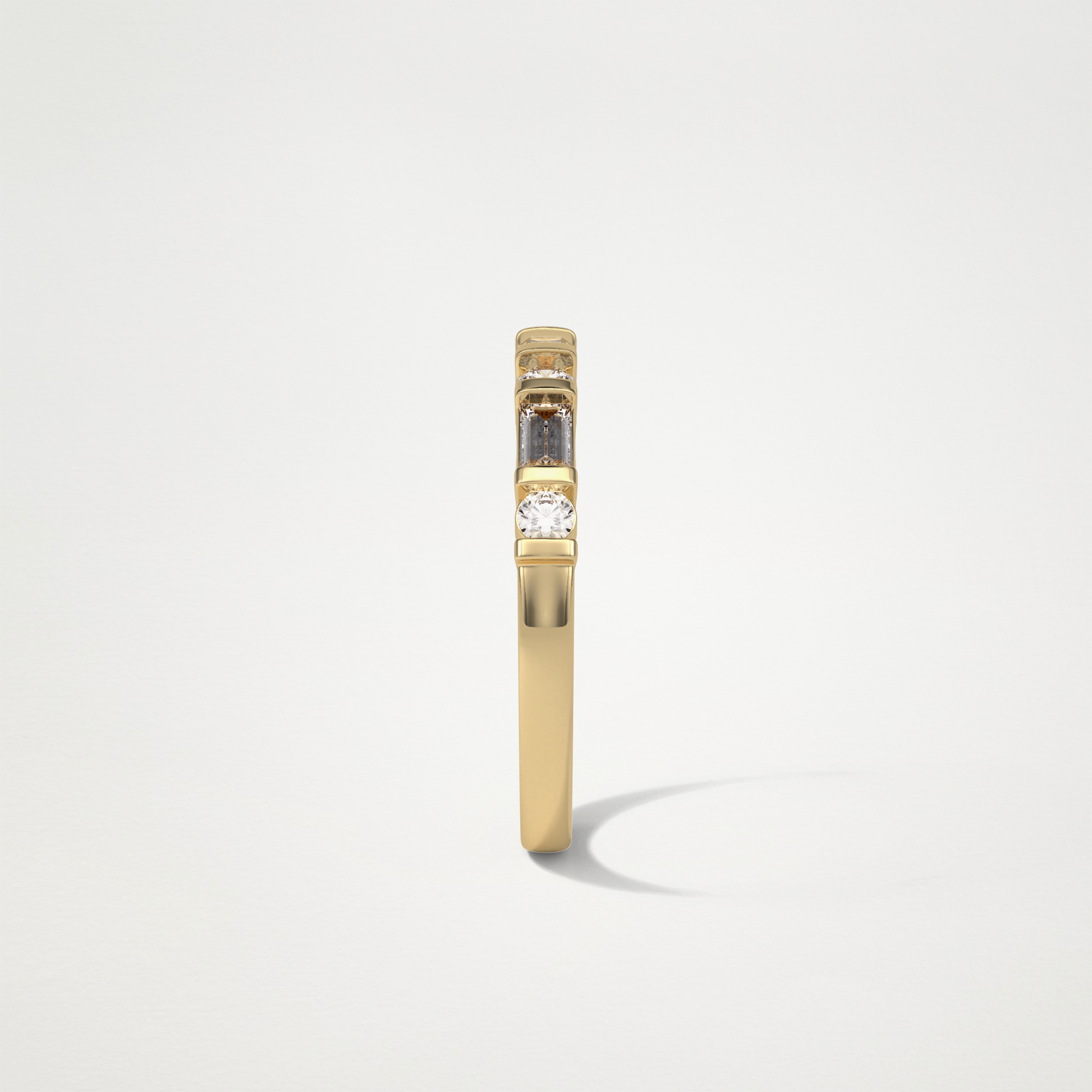 0.42 TCW  Baguette and Round Half Eternity Wedding Band – Solid Gold Elegant and Timeless Design