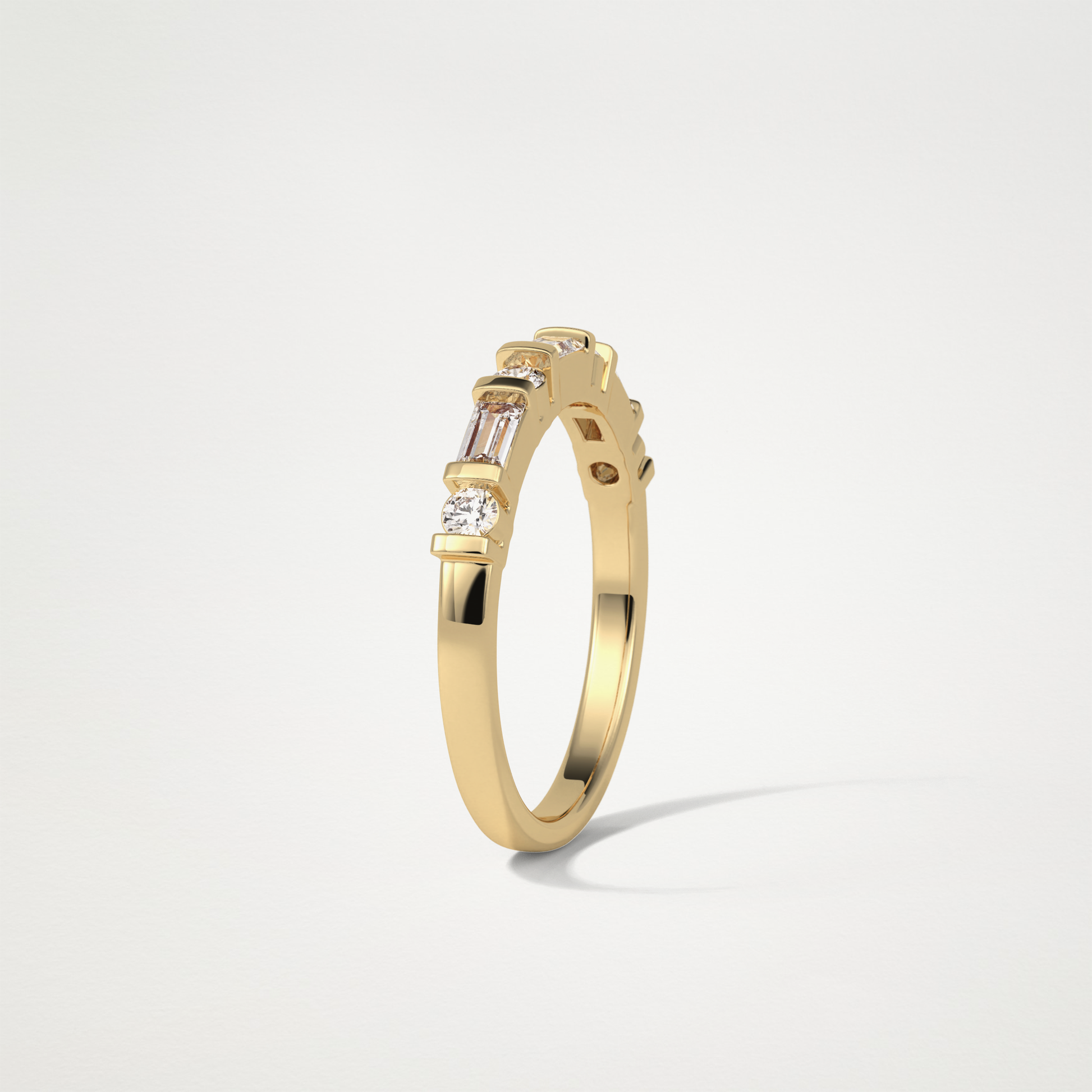 0.42 TCW  Baguette and Round Half Eternity Wedding Band – Solid Gold Elegant and Timeless Design