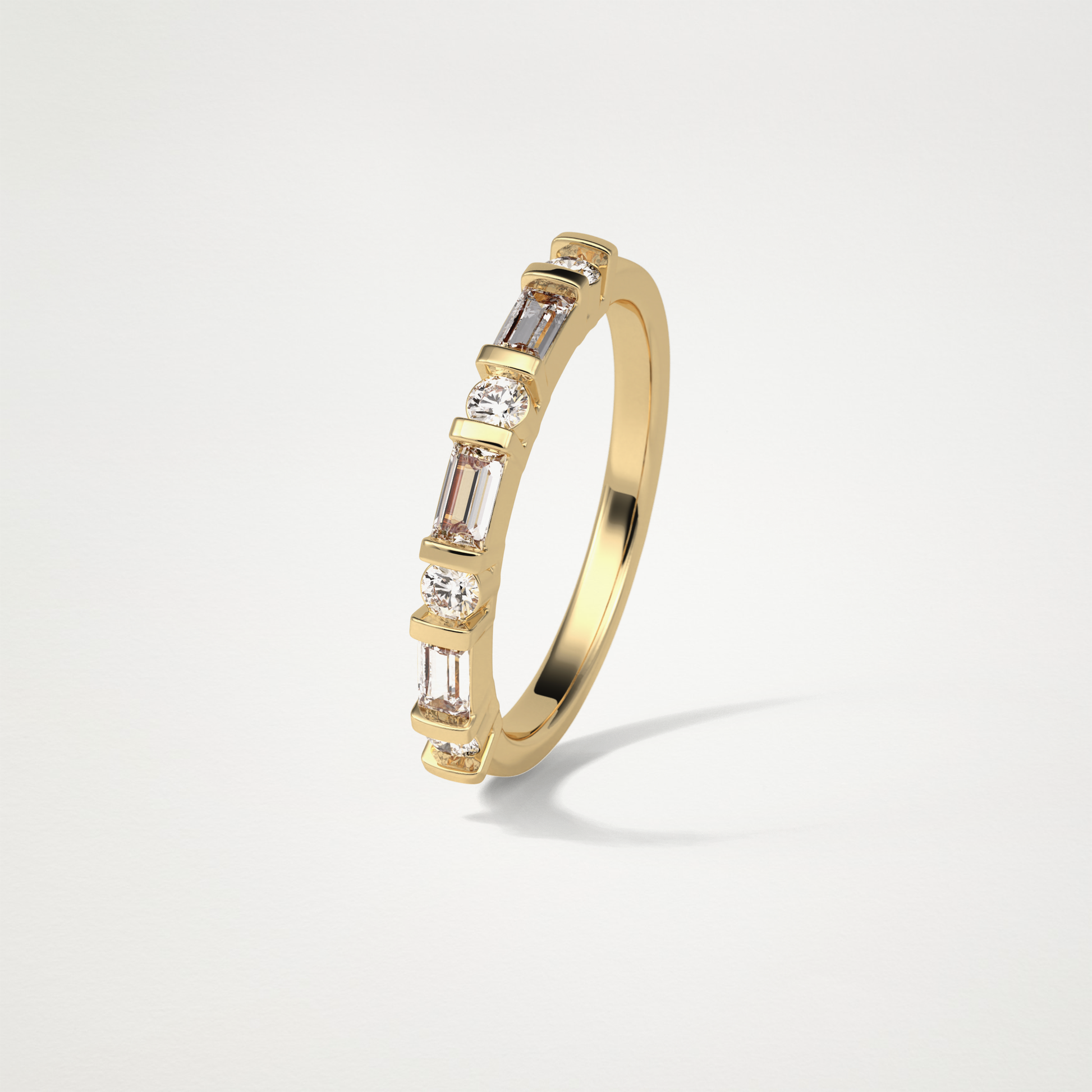 0.42 TCW  Baguette and Round Half Eternity Wedding Band – Solid Gold Elegant and Timeless Design