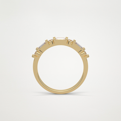 0.42 TCW  Baguette and Round Half Eternity Wedding Band – Solid Gold Elegant and Timeless Design
