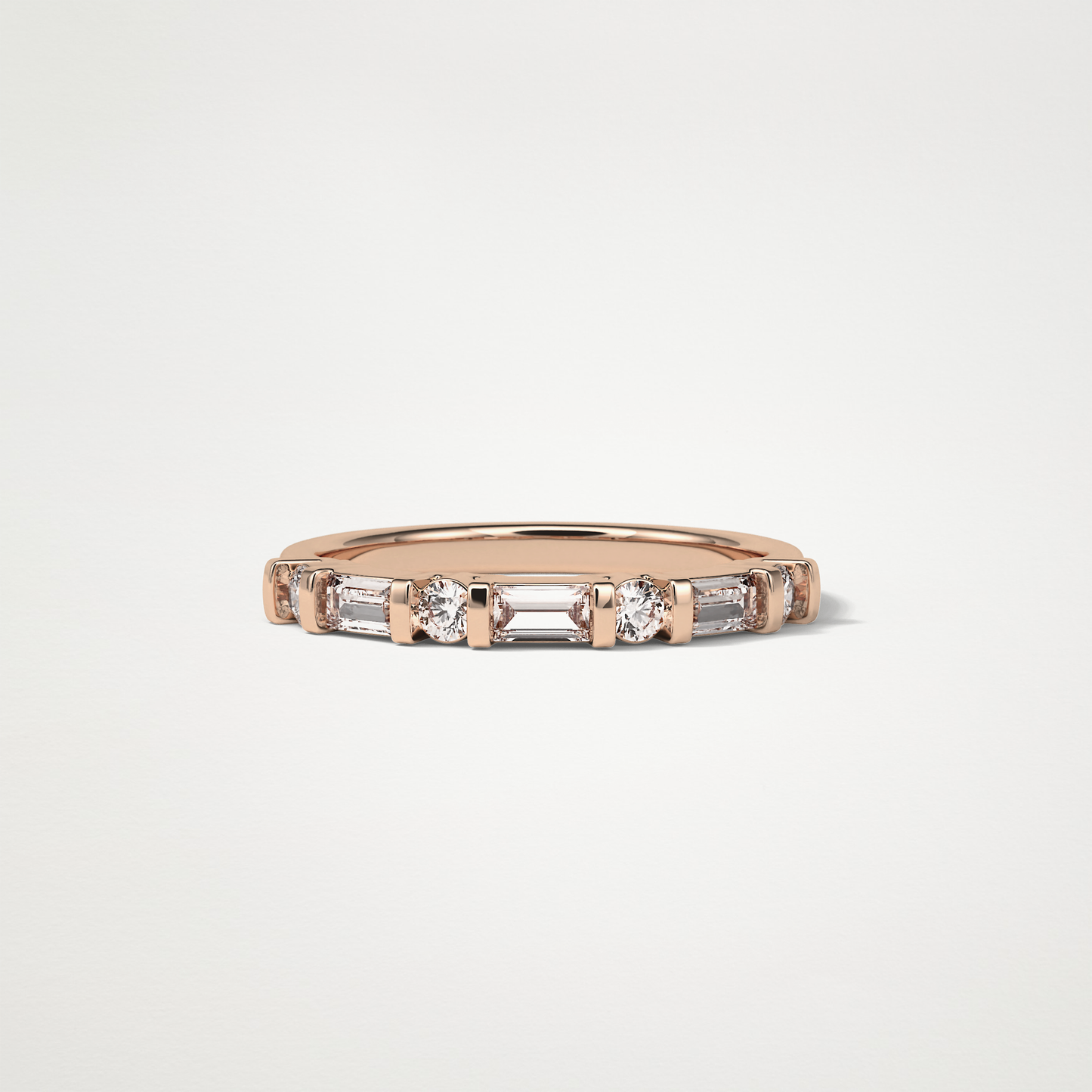0.42 TCW  Baguette and Round Half Eternity Wedding Band – Solid Gold Elegant and Timeless Design