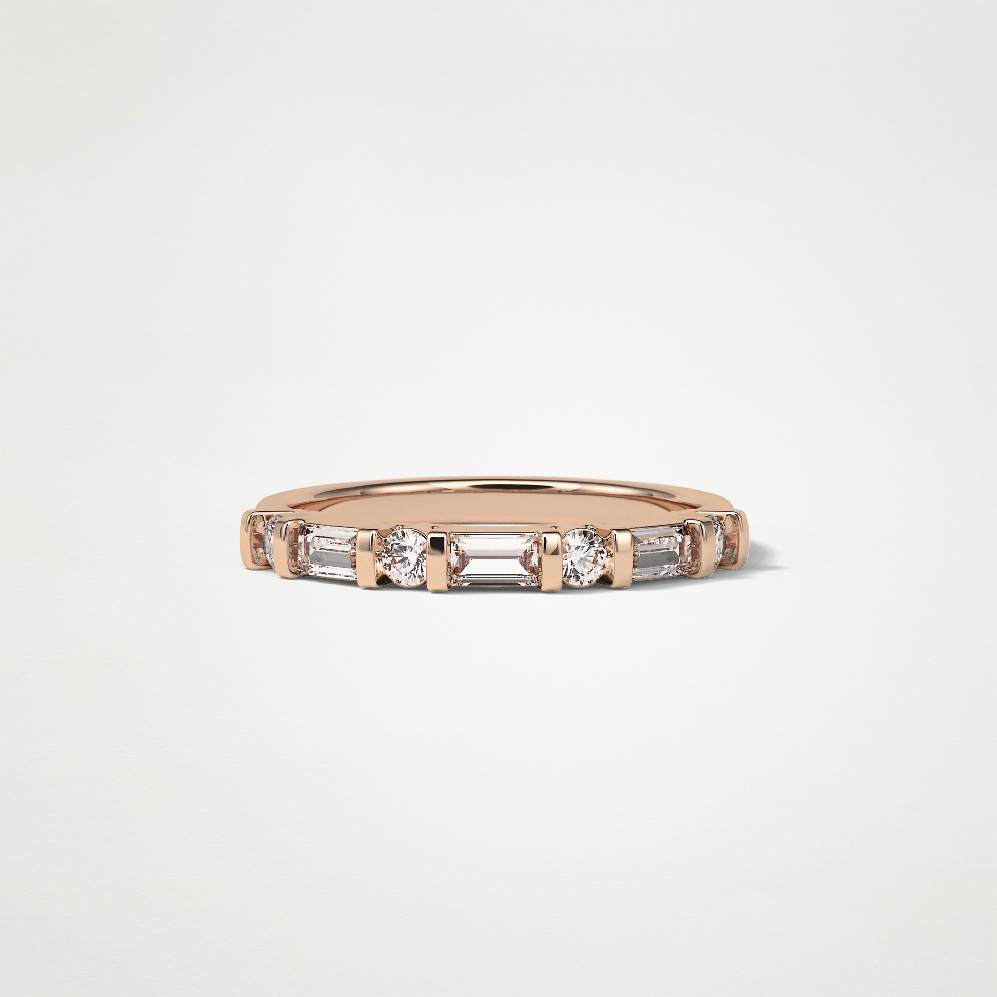 0.42 TCW  Baguette and Round Half Eternity Wedding Band – Solid Gold Elegant and Timeless Design