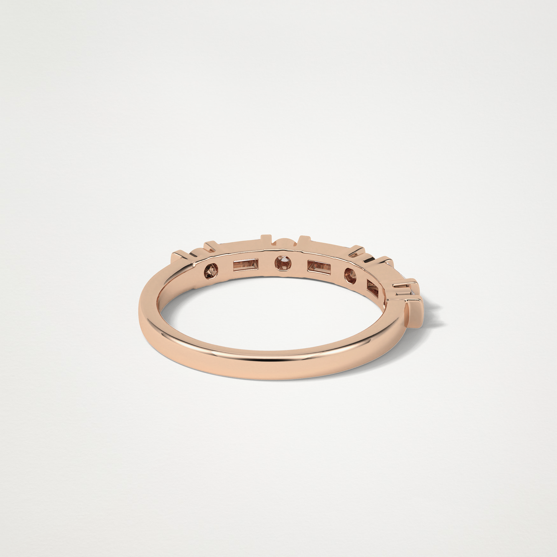 0.42 TCW  Baguette and Round Half Eternity Wedding Band – Solid Gold Elegant and Timeless Design