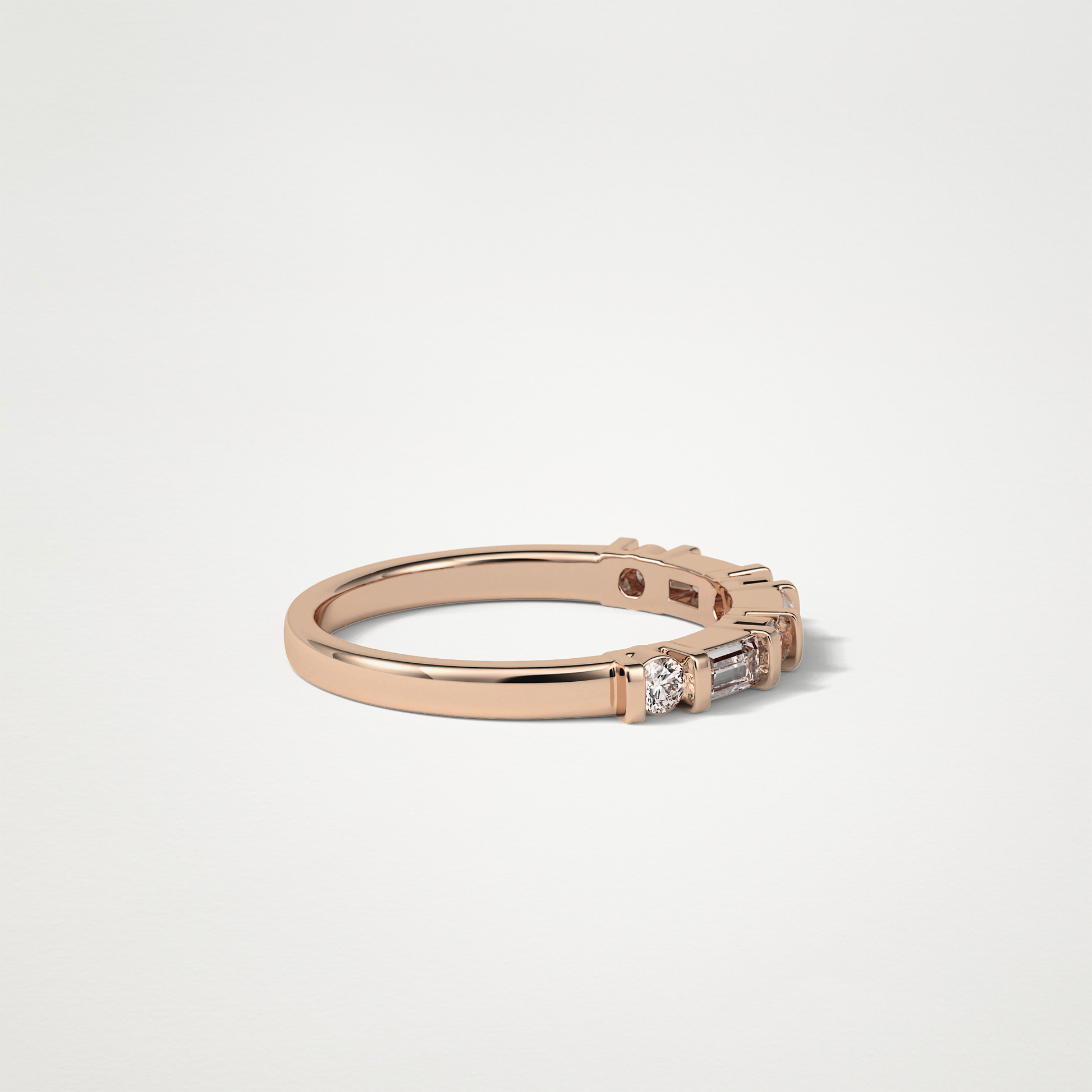 0.42 TCW  Baguette and Round Half Eternity Wedding Band – Solid Gold Elegant and Timeless Design