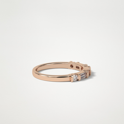 0.42 TCW  Baguette and Round Half Eternity Wedding Band – Solid Gold Elegant and Timeless Design