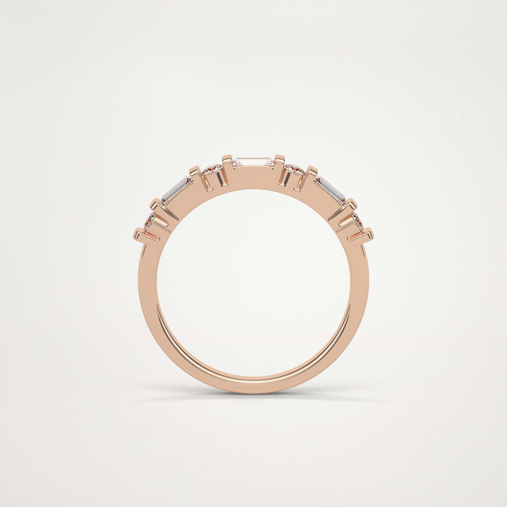 0.42 TCW  Baguette and Round Half Eternity Wedding Band – Solid Gold Elegant and Timeless Design