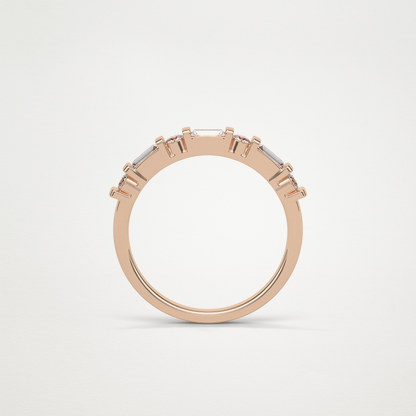 0.42 TCW  Baguette and Round Half Eternity Wedding Band – Solid Gold Elegant and Timeless Design