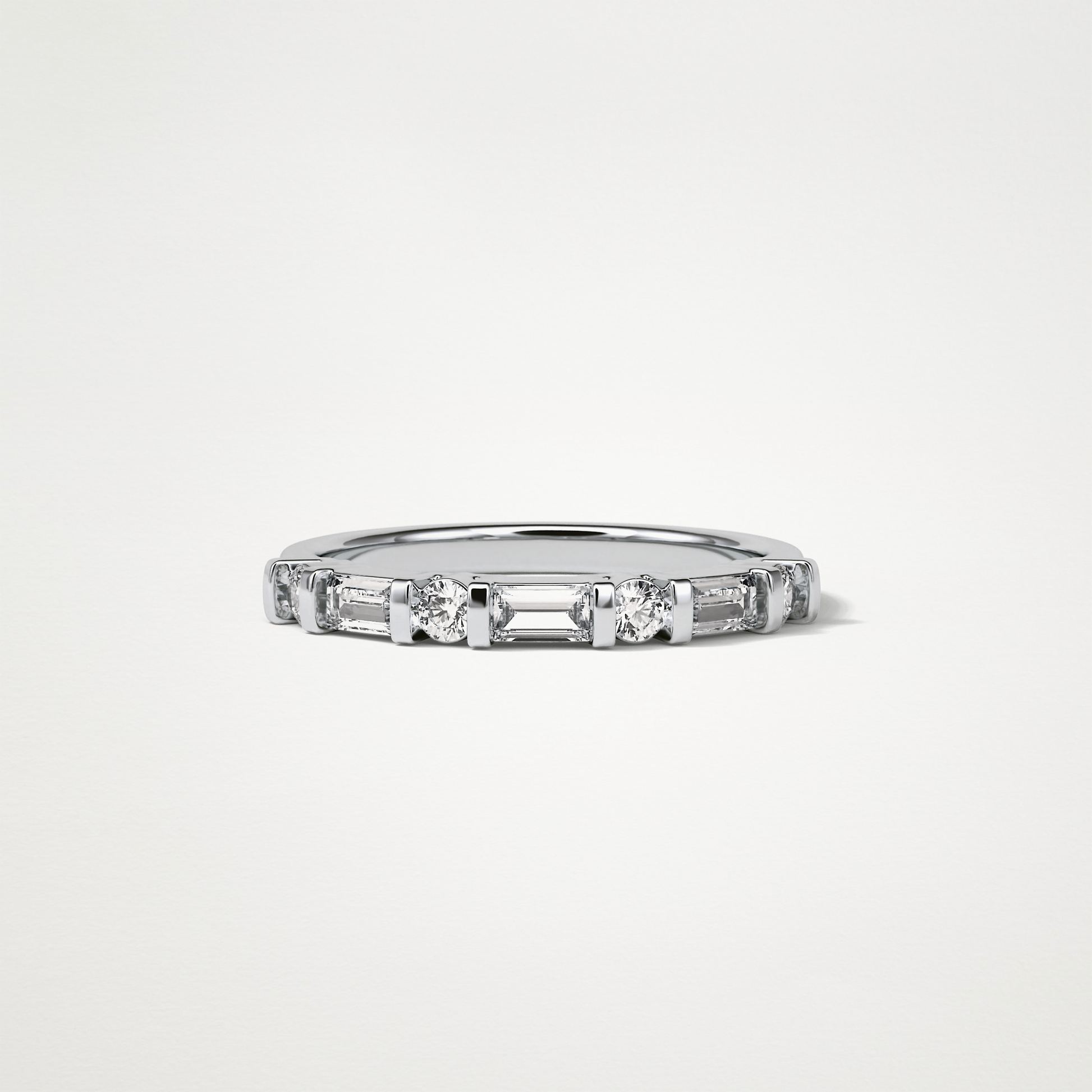 0.42 TCW  Baguette and Round Half Eternity Wedding Band – Solid Gold Elegant and Timeless Design