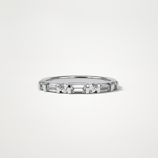 0.42 TCW  Baguette and Round Half Eternity Wedding Band – Solid Gold Elegant and Timeless Design