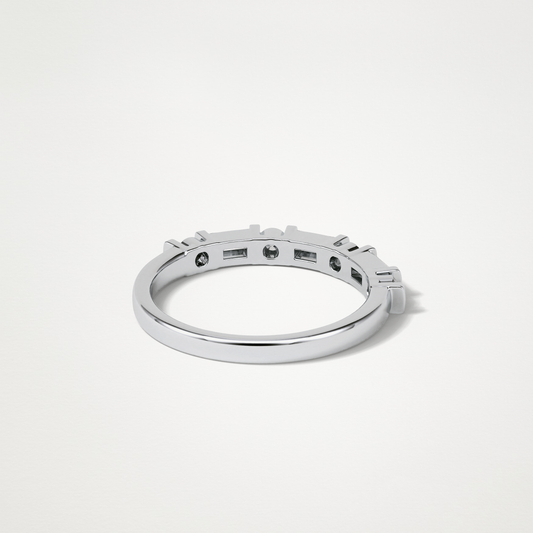 0.42 TCW  Baguette and Round Half Eternity Wedding Band – Solid Gold Elegant and Timeless Design
