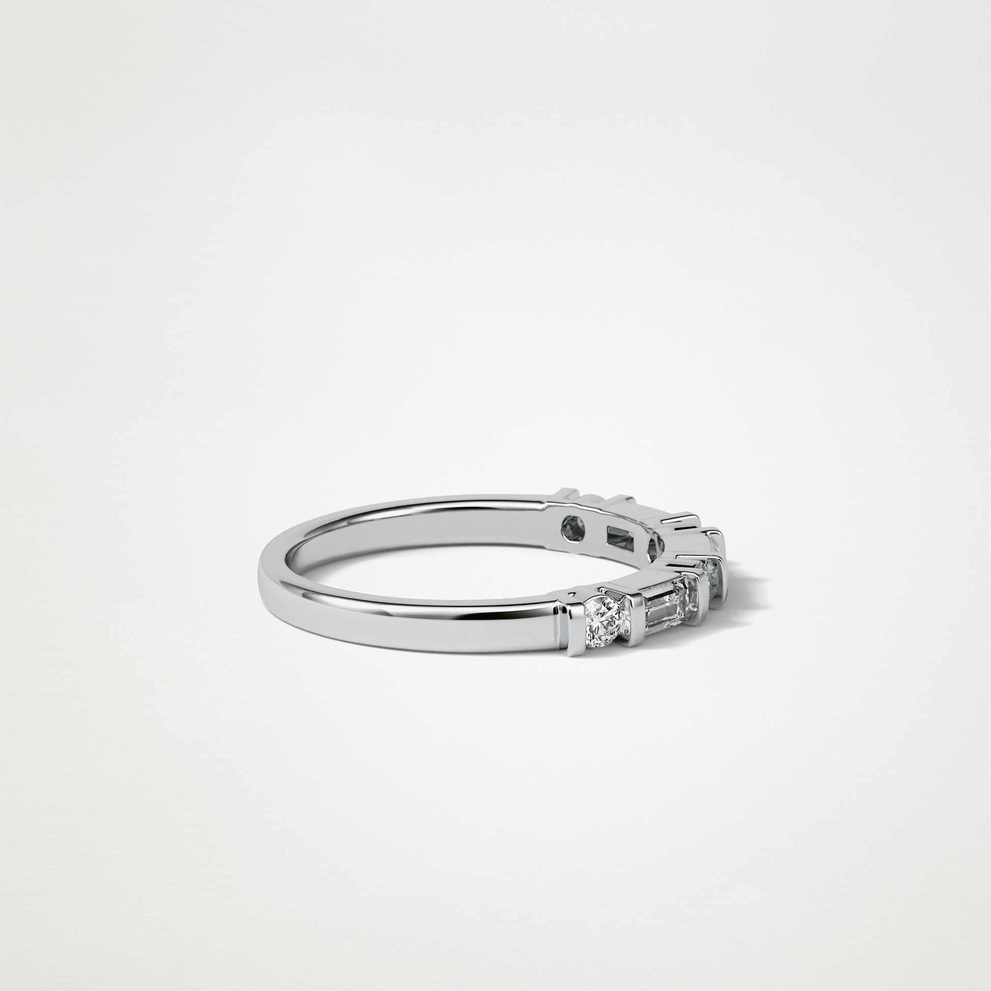 0.42 TCW  Baguette and Round Half Eternity Wedding Band – Solid Gold Elegant and Timeless Design