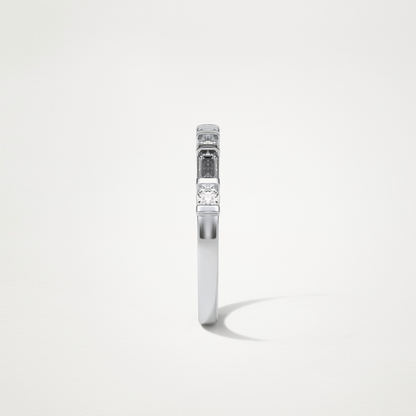 0.42 TCW  Baguette and Round Half Eternity Wedding Band – Solid Gold Elegant and Timeless Design