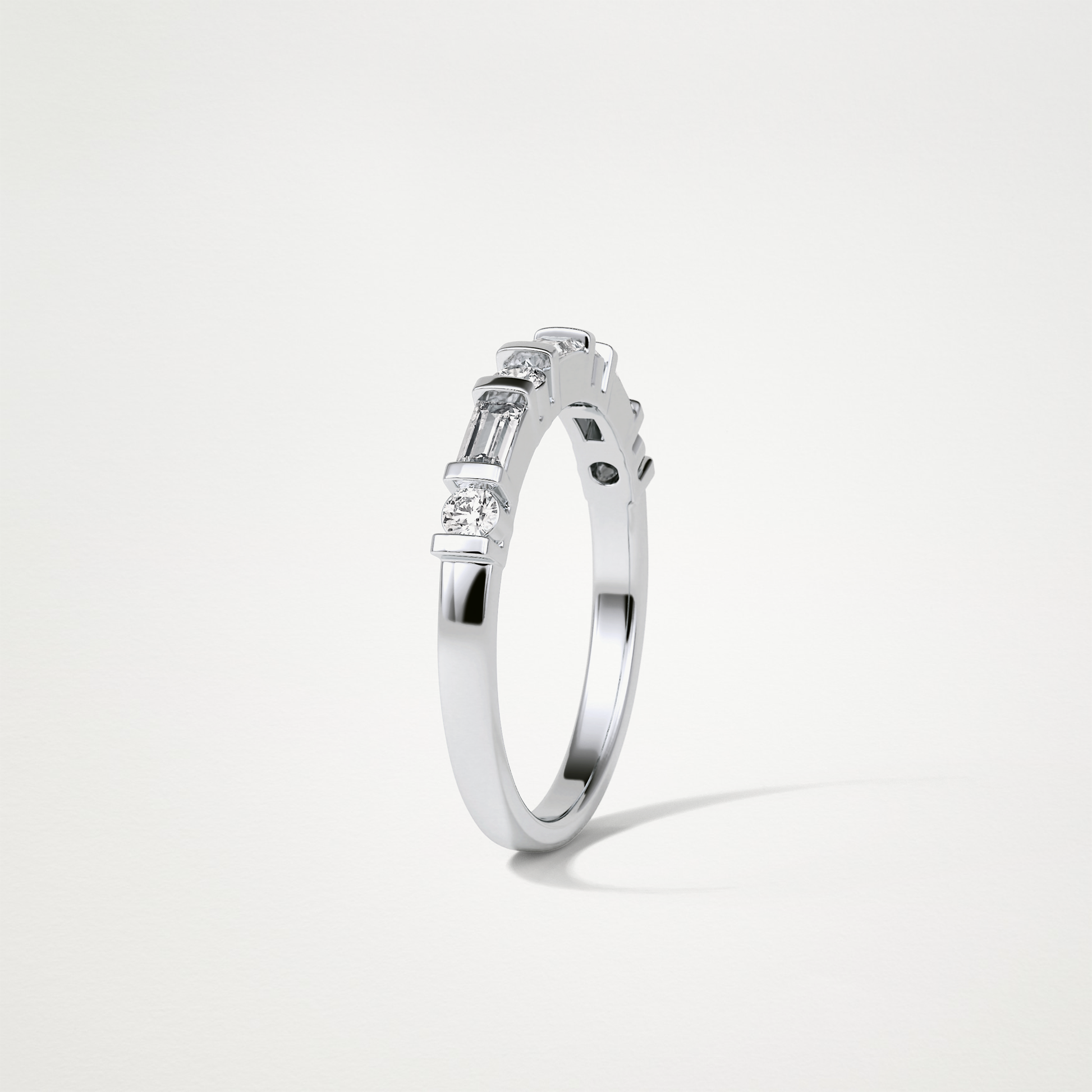 0.42 TCW  Baguette and Round Half Eternity Wedding Band – Solid Gold Elegant and Timeless Design