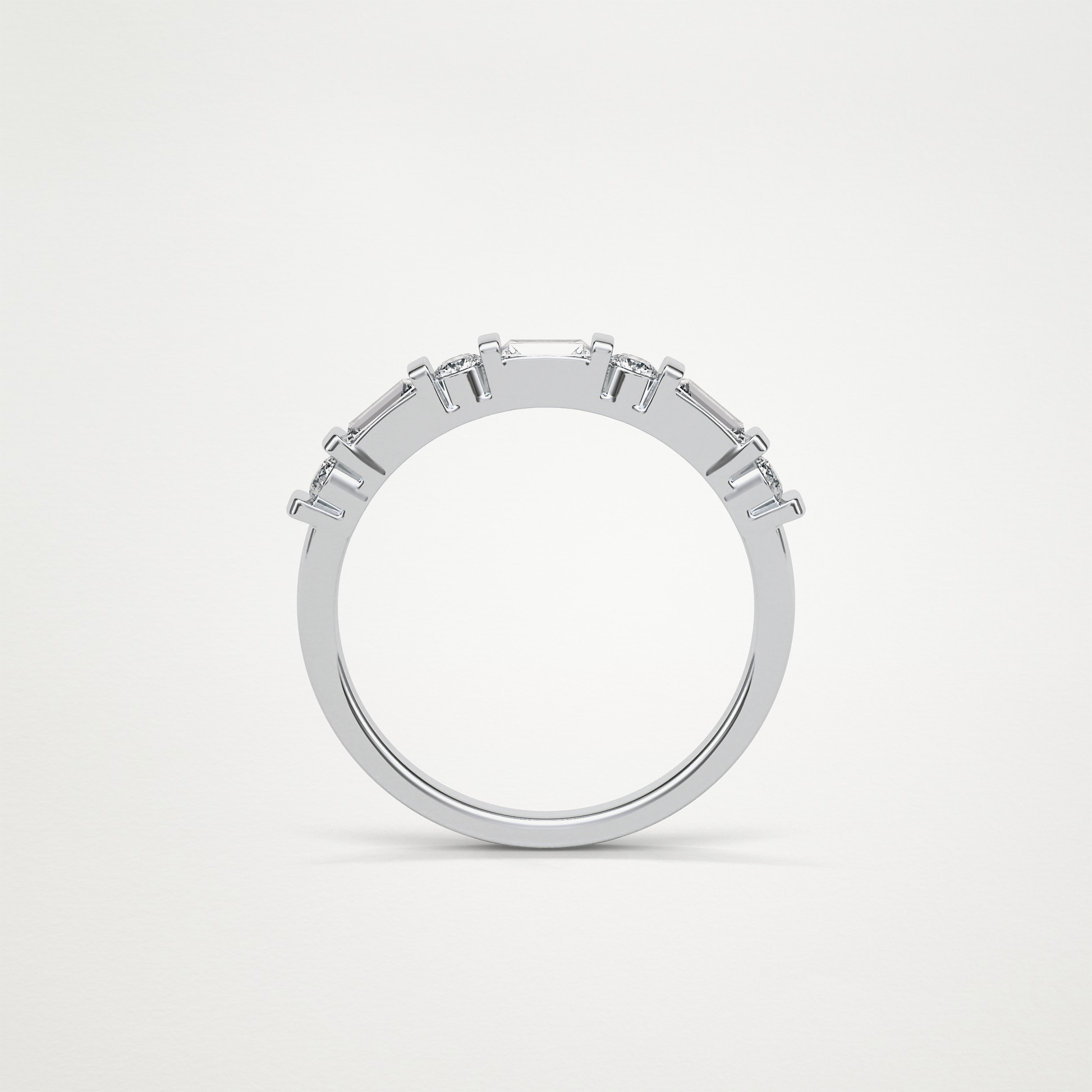 0.42 TCW  Baguette and Round Half Eternity Wedding Band – Solid Gold Elegant and Timeless Design