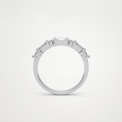 0.42 TCW  Baguette and Round Half Eternity Wedding Band – Solid Gold Elegant and Timeless Design
