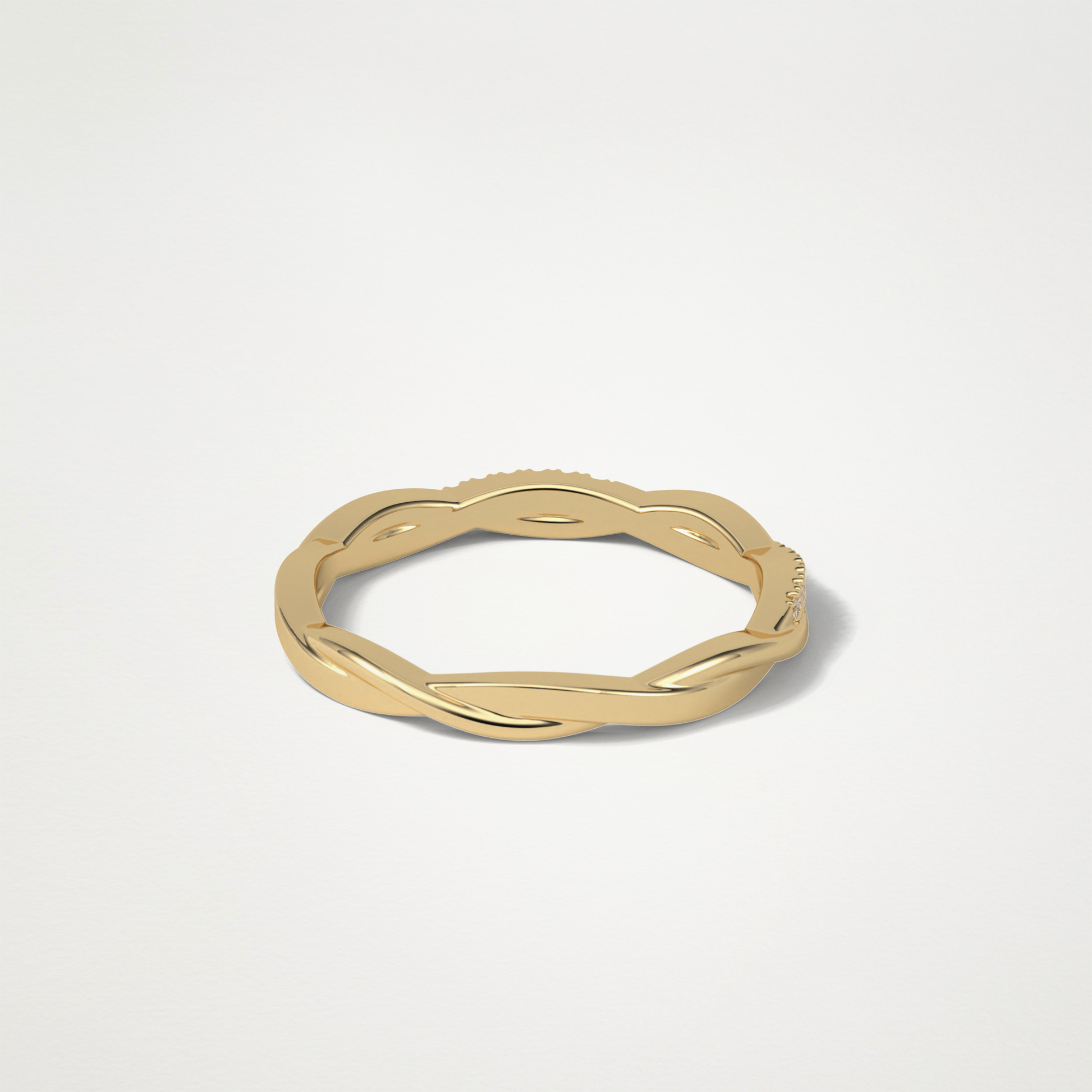 Twisted Shank Wedding Band – Solid Gold Elegant and Timeless Design
