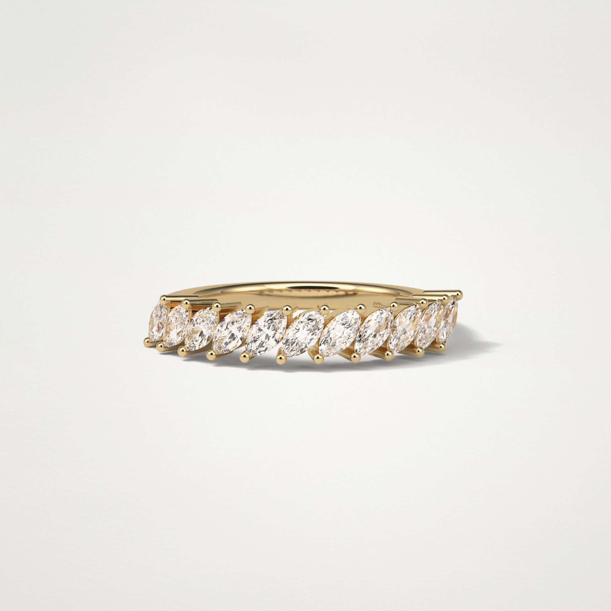 0.78 TCW Marquise Half Eternity Wedding Band – Solid Gold Elegant and Timeless Design
