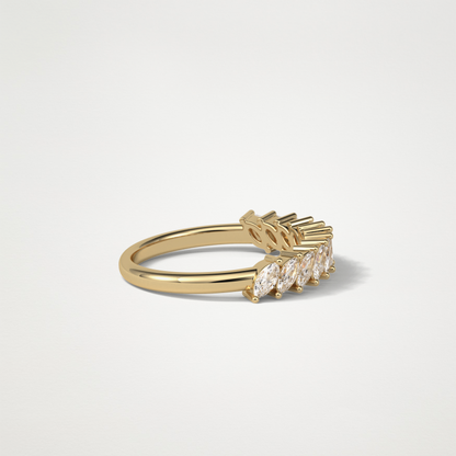 0.78 TCW Marquise Half Eternity Wedding Band – Solid Gold Elegant and Timeless Design