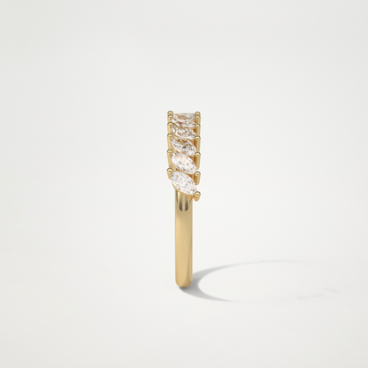 0.78 TCW Marquise Half Eternity Wedding Band – Solid Gold Elegant and Timeless Design