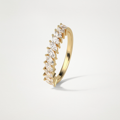 0.78 TCW Marquise Half Eternity Wedding Band – Solid Gold Elegant and Timeless Design